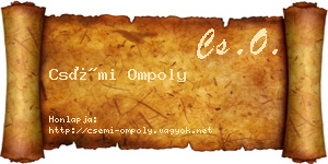 Csémi Ompoly névjegykártya